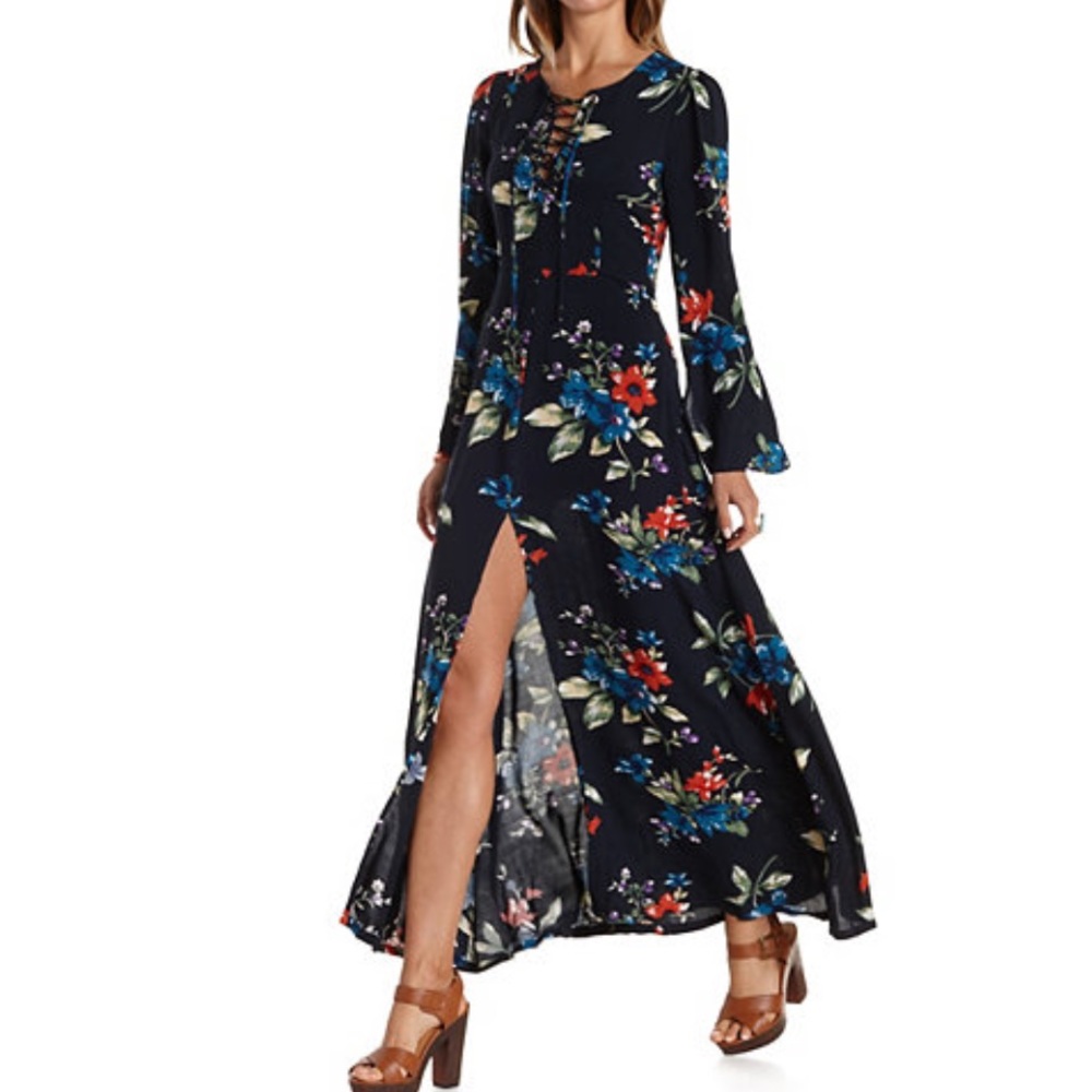 Lace up maxi dress